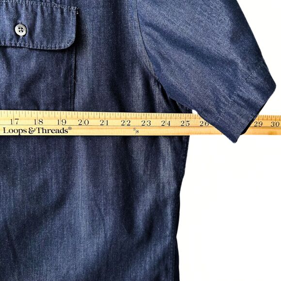 Van Heusen Button Down Denim Blue Cotton Short Sleeve Collared Shirt Men’s XL - Picture 6 of 8